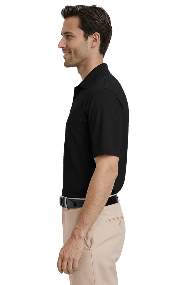 ADULT IL-50 POCKETED POLO  -  BLACK 2 EXTRA LARGE SOLID