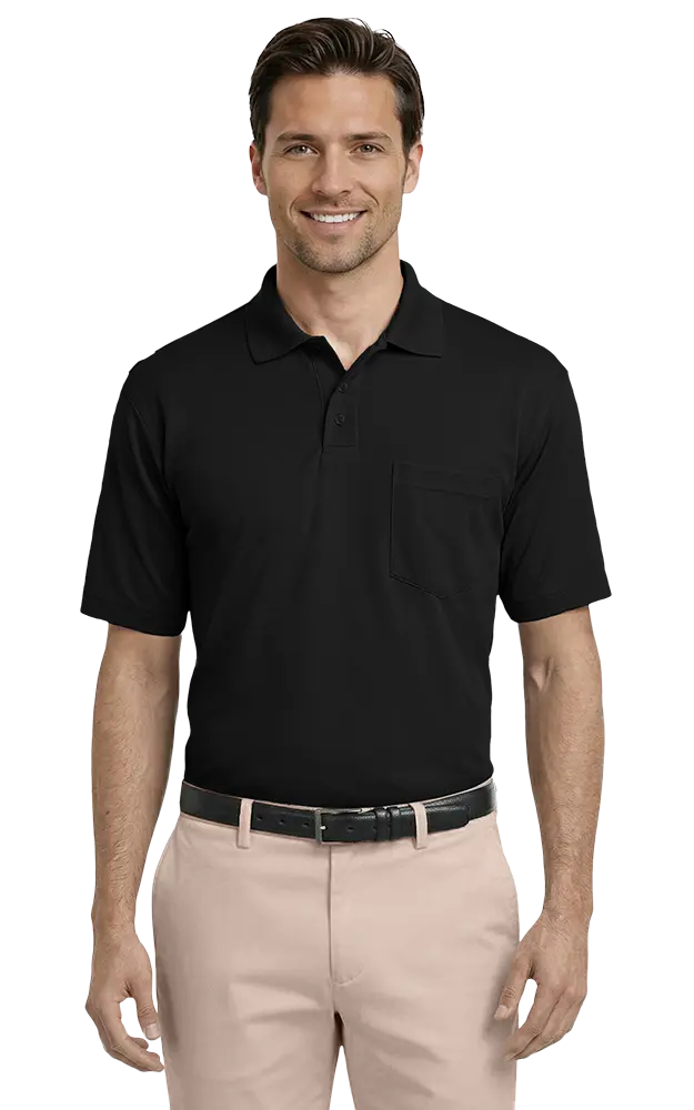 ADULT IL-50 POCKETED POLO  -  BLACK 2 EXTRA LARGE SOLID
