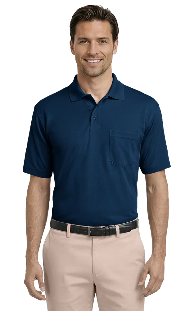ADULT IL-50 POCKETED POLO  -  NAVY 2 EXTRA LARGE SOLID