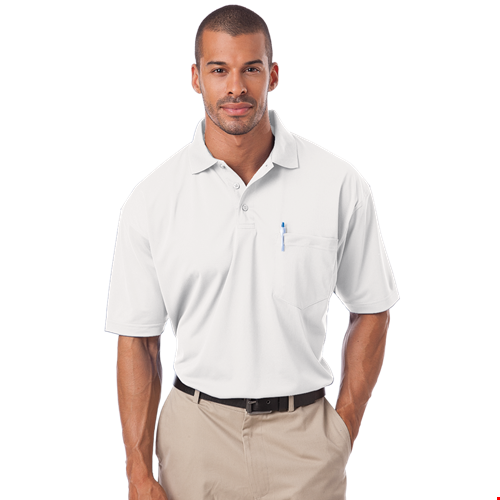 ADULT IL-50 POCKETED POLO###  -  WHITE 2 EXTRA LARGE SOLID