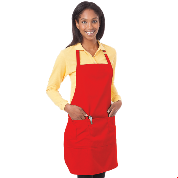 BIB APRON TEFLON  -  RED ONE SIZE WAIST SOLID