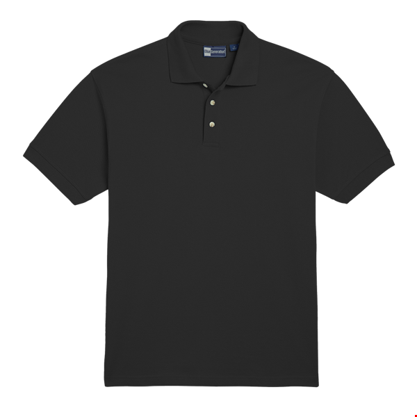 MENS SHORT SLEEVE 100% COTTON PIQUE POLO  -  BLACK 2 EXTRA LARGE SOLID