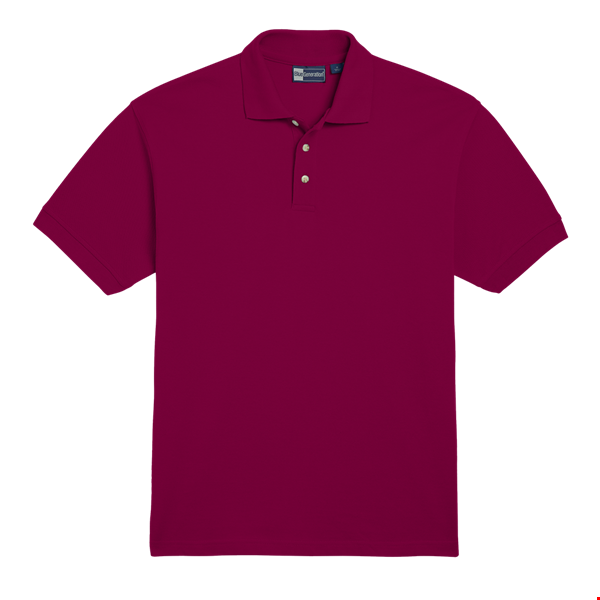 MENS SHORT SLEEVE 100% COTTON PIQUE POLO  -  BURGUNDY 2 EXTRA LARGE SOLID