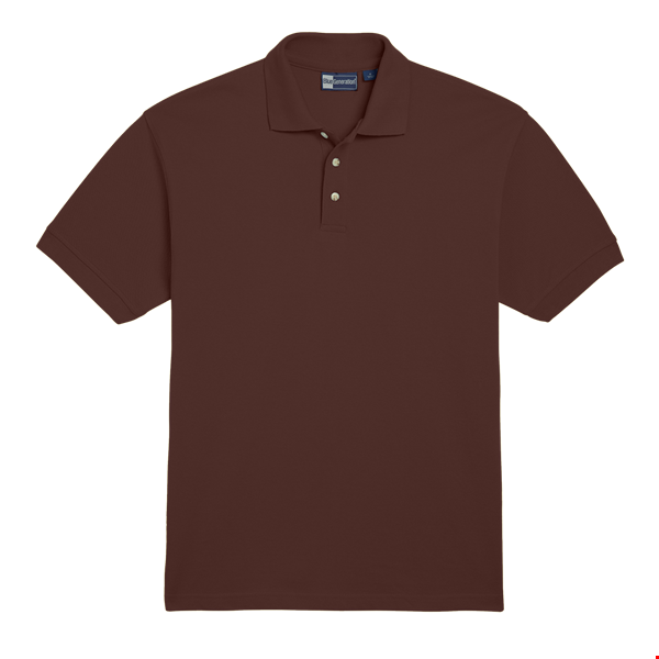MENS SHORT SLEEVE 100% COTTON PIQUE POLO  -  CHOCOLATE 2 EXTRA LARGE SOLID
