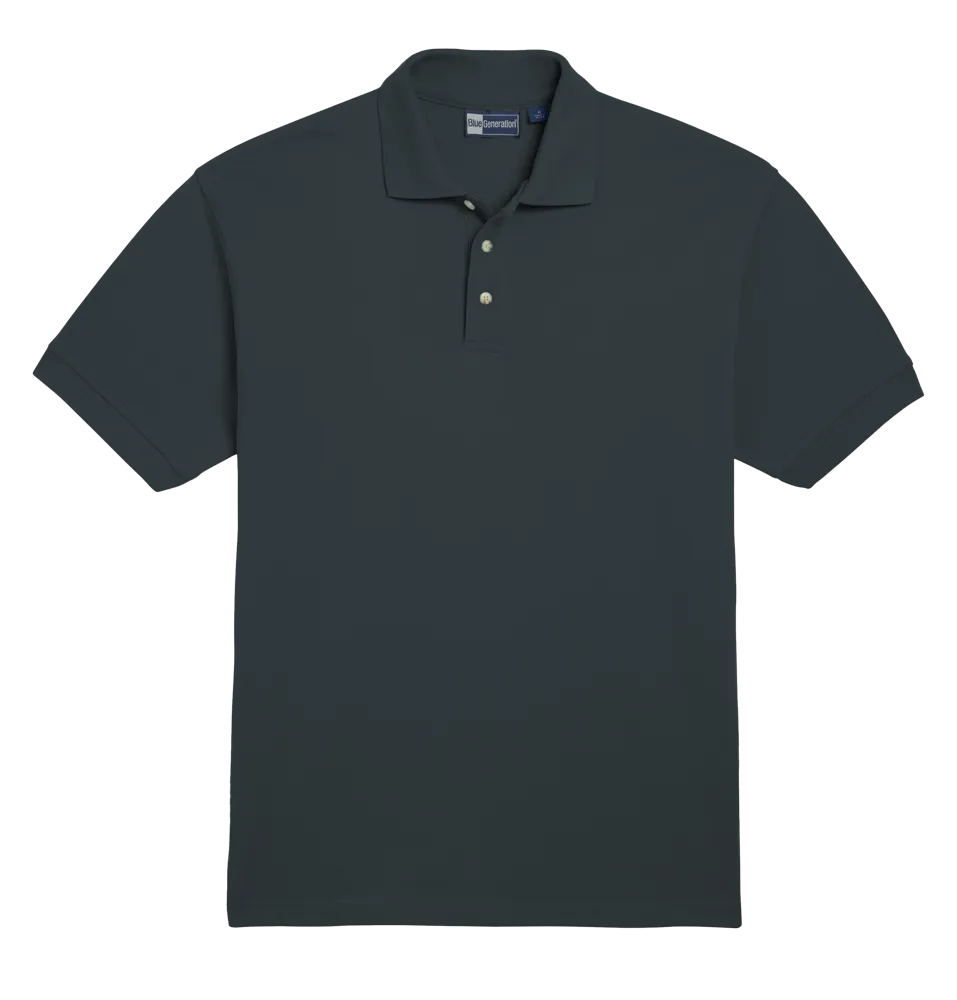 MENS SHORT SLEEVE 100% COTTON PIQUE POLO - GRAPHITE 2 EXTRA LARGE SOLID