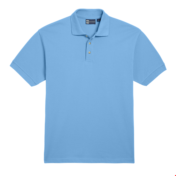 MENS SHORT SLEEVE 100% COTTON PIQUE POLO  -  LIGHT BLUE EXTRA SMALL SOLID