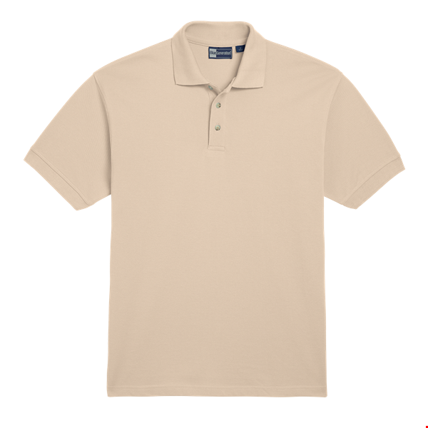 MENS SHORT SLEEVE 100% COTTON PIQUE POLO  -  NATURAL EXTRA SMALL SOLID