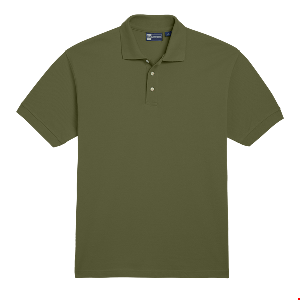MENS SHORT SLEEVE 100% COTTON PIQUE POLO -  OLIVE 5 EXTRA LARGE SOLID