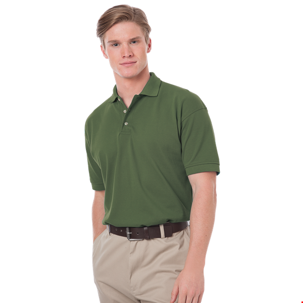 MENS SHORT SLEEVE 100% COTTON PIQUE POLO -  OLIVE 2 EXTRA LARGE SOLID