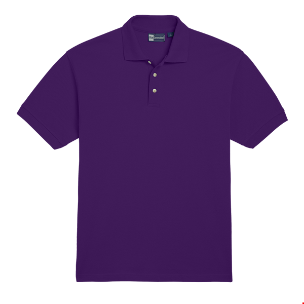 MENS SHORT SLEEVE 100% COTTON PIQUE POLO  -  PURPLE 2 EXTRA LARGE SOLID