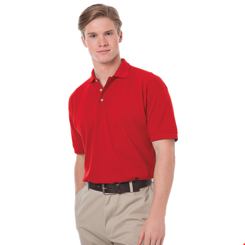 MENS SHORT SLEEVE 100% COTTON PIQUE POLO  -  RED 2 EXTRA LARGE SOLID