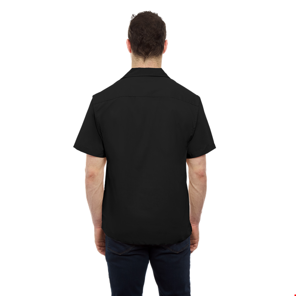 MENS SHORT SLEEVE SOLID CAMPSHIRT 65/35 POLY/ COTTON  -  BLACK 2 EXTRA LARGE SOLID
