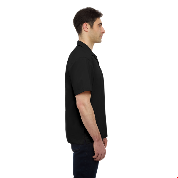MENS SHORT SLEEVE SOLID CAMPSHIRT 65/35 POLY/ COTTON  -  BLACK 2 EXTRA LARGE SOLID
