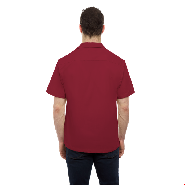 MENS SHORT SLEEVE SOLID CAMPSHIRT 65/35 POLY/ COTTON  -  BURGUNDY 2 EXTRA LARGE SOLID