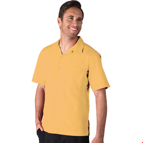 MENS SHORT SLEEVE SOLID CAMPSHIRT 65/35 POLY/ COTTON  -  MAIZE 2 EXTRA LARGE SOLID