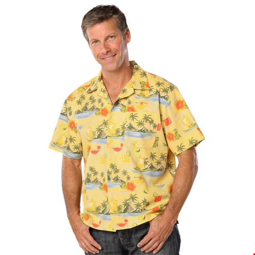 UNISEX TROPICAL PRINT CAMPSHIRT  -  COCKTAIL PRINT 2 EXTRA LARGE PRINT