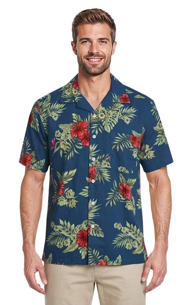 UNISEX TROPICAL PRINT CAMPSHIRT  -  FLORAL PRINT 2 EXTRA LARGE PRINT