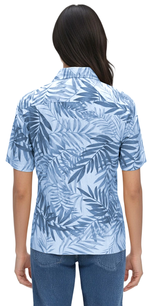 UNISEX SHORT SLEEVE TONAL CAMPSHIRT 65/35 POLY/ COTTON  -  BLUE 2 EXTRA LARGE PRINT