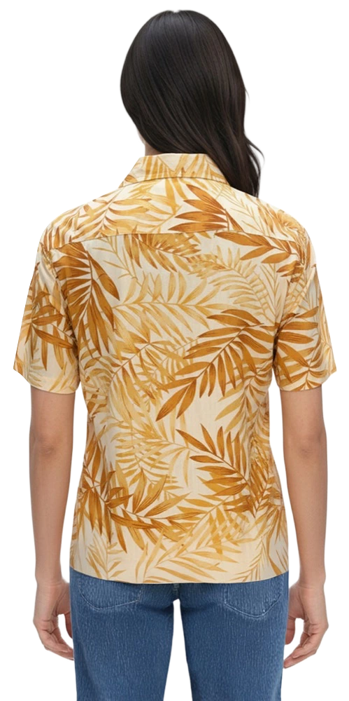 UNISEX SHORT SLEEVE TONAL CAMPSHIRT 65/35 POLY/ COTTON  -  MANGO 2 EXTRA LARGE PRINT