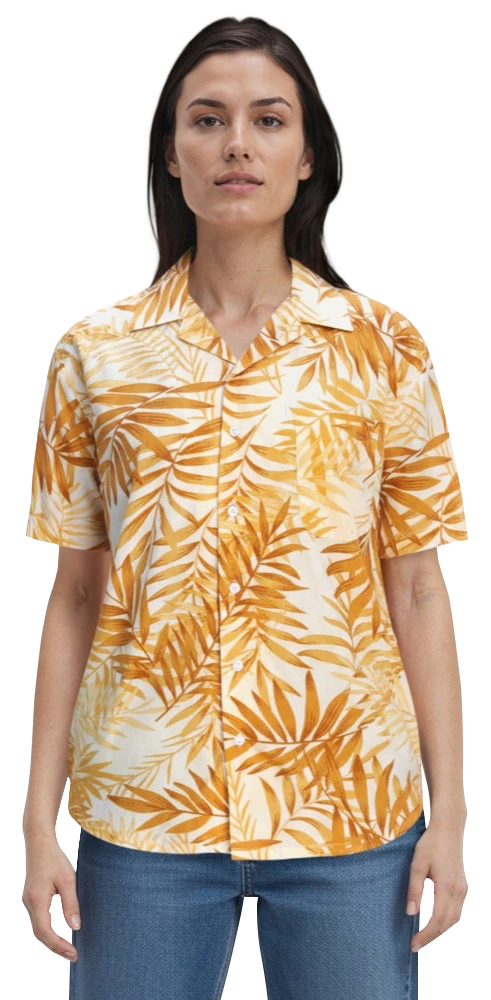UNISEX SHORT SLEEVE TONAL CAMPSHIRT 65/35 POLY/ COTTON  -  MANGO 2 EXTRA LARGE PRINT