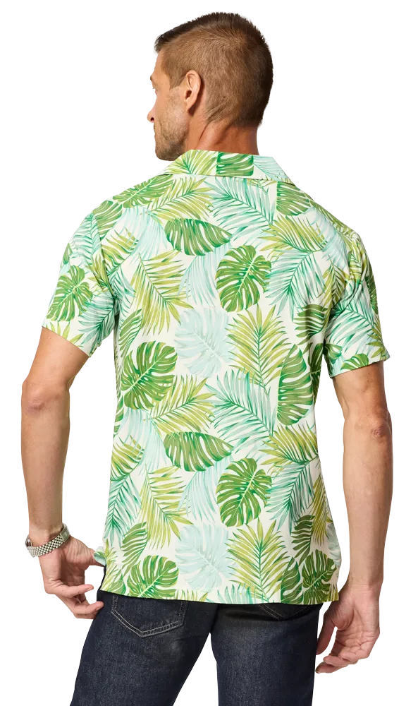 ADULT CHALLIS TROPICAL CAMP SHIRT - GREEN 2 EXTRA LARGE SOLID