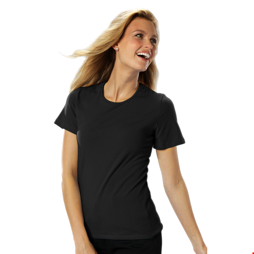 LADIES SHORT SLEEVE JEWEL NECK  -  BLACK 2 EXTRA LARGE SOLID