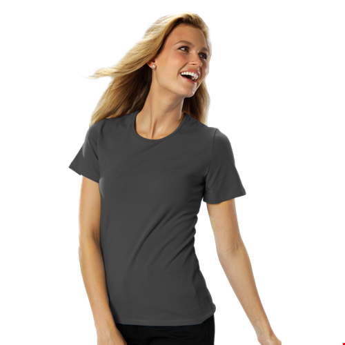 LADIES SHORT SLEEVE JEWEL NECK  -  GRAPHITE 2 EXTRA LARGE SOLID