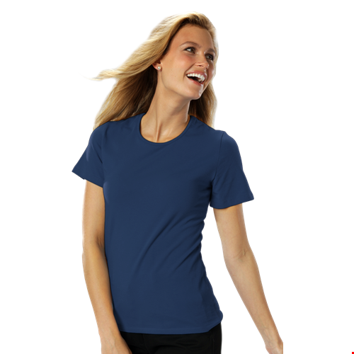 LADIES SHORT SLEEVE JEWEL NECK  -  NAVY 2 EXTRA LARGE SOLID