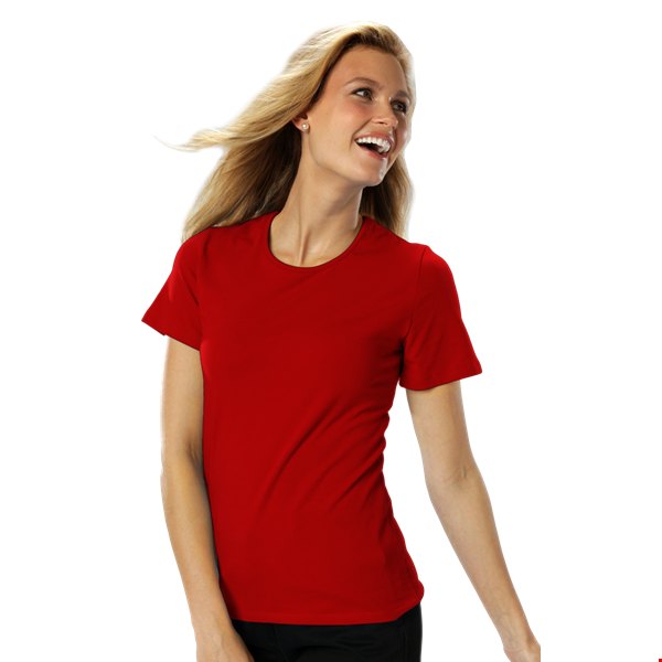 LADIES SHORT SLEEVE JEWEL NECK  -  RED 2 EXTRA LARGE SOLID