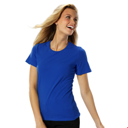 LADIES SHORT SLEEVE JEWEL NECK  -  ROYAL 2 EXTRA LARGE SOLID