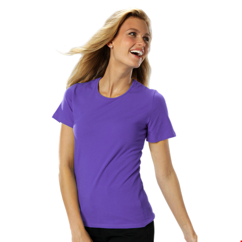 LADIES SHORT SLEEVE JEWEL NECK  -  VIOLET 2 EXTRA LARGE SOLID