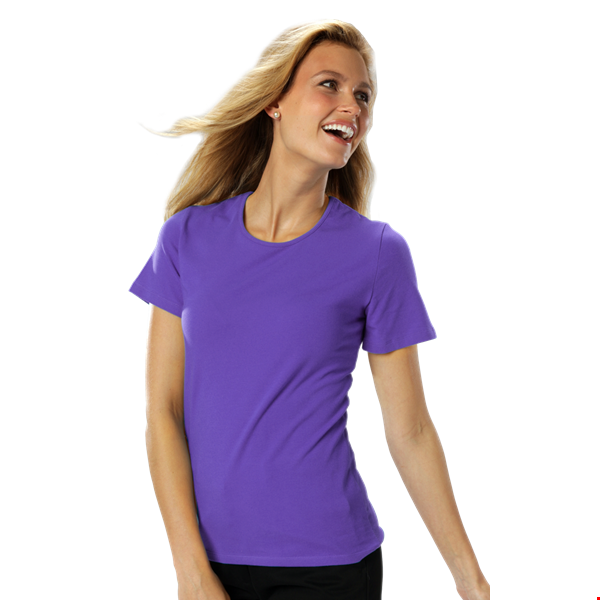 LADIES SHORT SLEEVE JEWEL NECK  -  VIOLET 2 EXTRA LARGE SOLID