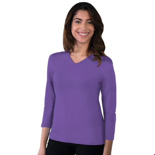 LADIES 3/4 SLEEVE V-NECK  -  VIOLET 2 EXTRA LARGE SOLID