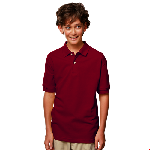 YOUTH SHORT SLEEVE SUPERBLEND PIQUE  -  BURGUNDY LARGE SOLID