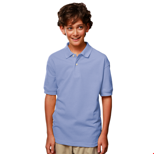 YOUTH SHORT SLEEVE SUPERBLEND PIQUE  -  LIGHT BLUE LARGE SOLID