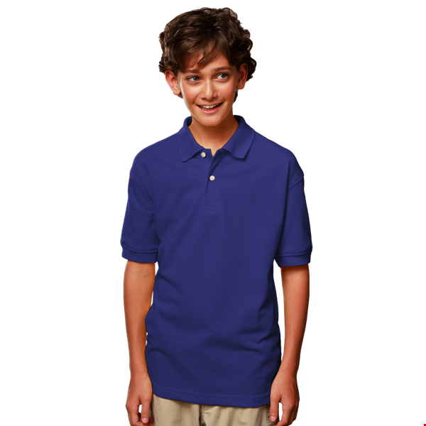 YOUTH SHORT SLEEVE SUPERBLEND PIQUE  -  ROYAL LARGE SOLID