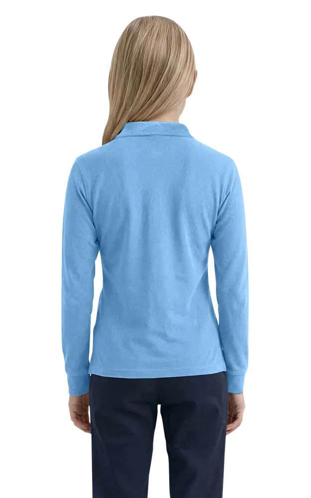 YOUTH LONG SLEEVE SUPERBLEND PIQUE  -  LIGHT BLUE LARGE SOLID