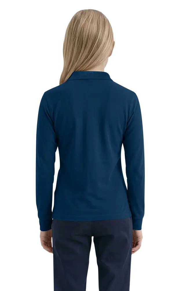 YOUTH LONG SLEEVE SUPERBLEND PIQUE  -  NAVY LARGE SOLID