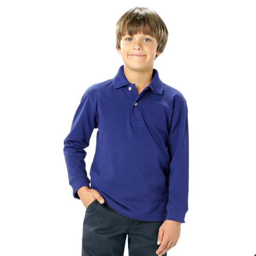 YOUTH LONG SLEEVE SUPERBLEND PIQUE  -  ROYAL LARGE SOLID