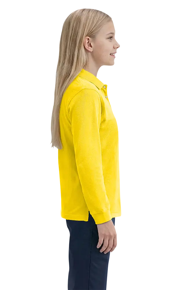 YOUTH LONG SLEEVE SUPERBLEND PIQUE -  YELLOW LARGE SOLID