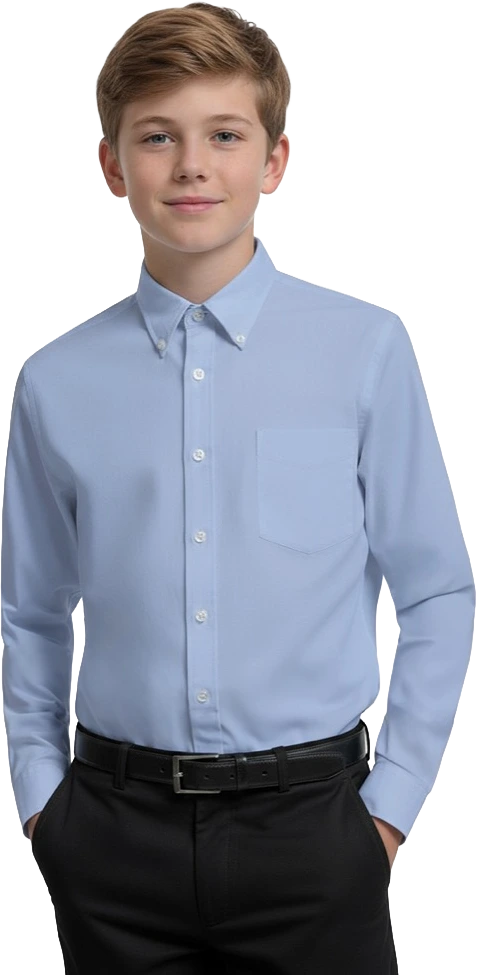 YOUTH LONG SLEEVE OXFORD -  OXFORD BLUE LARGE SOLID