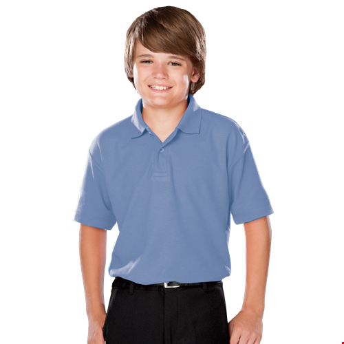 YOUTH VALUE MOISTURE WICKING S/S POLO  -  LIGHT BLUE LARGE SOLID