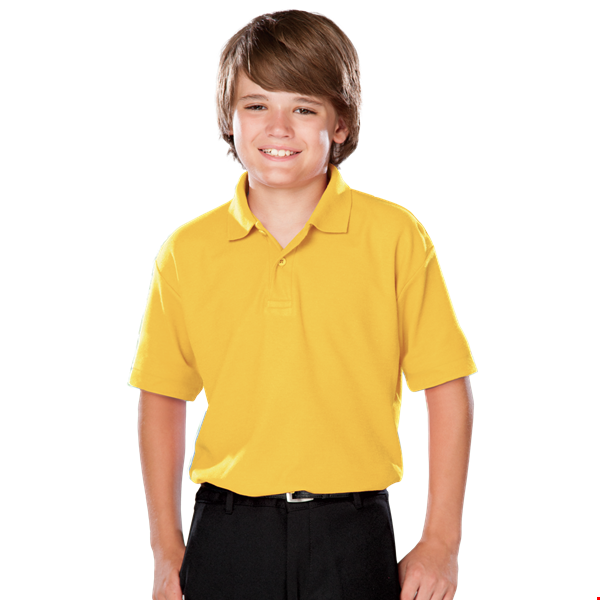 YOUTH VALUE MOISTURE WICKING S/S POLO  -  YELLOW LARGE SOLID