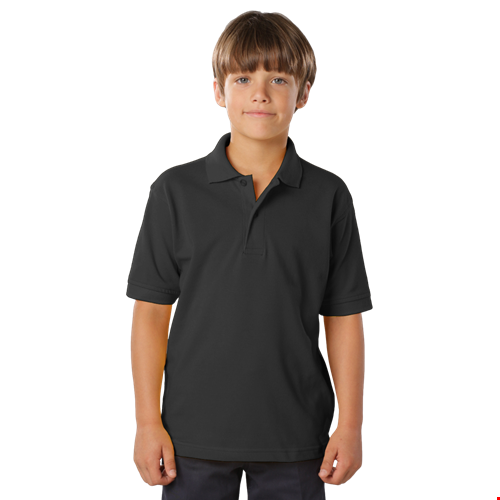 YOUTH SOFT TOUCH PIQUE POLO  -  BLACK LARGE SOLID