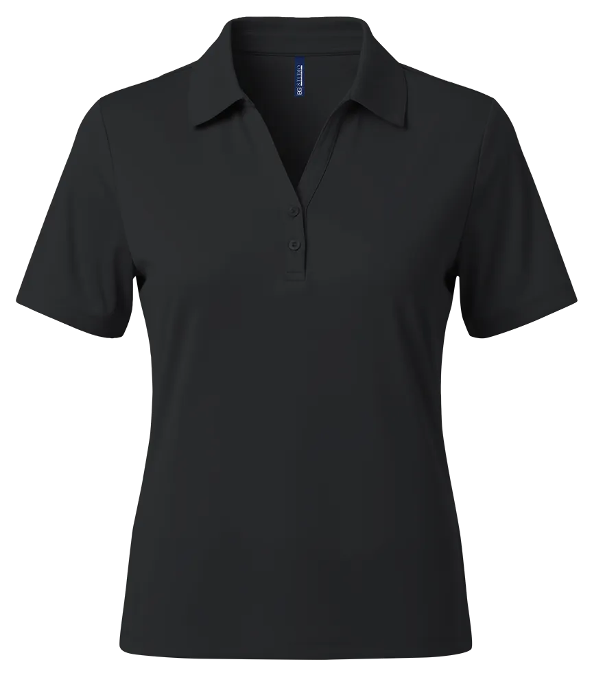 LADIES RECYCLED KNIT POLO – BLACK 2 EXTRA LARGE SOLID