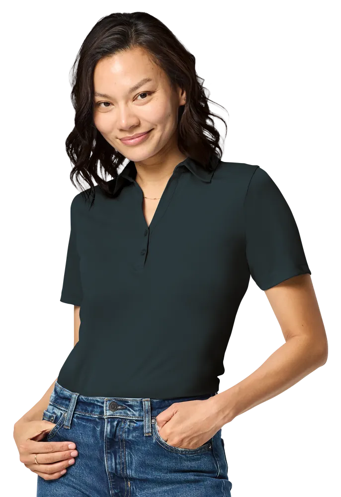 LADIES RECYCLED KNIT POLO – GRAPHITE 2 EXTRA LARGE SOLID