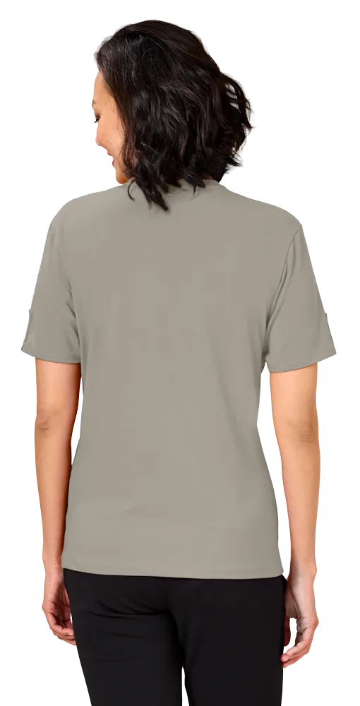 LADIES’ MATTE JERSEY KEYLOCK NECKLINE- GREY 2 EXTRA LARGE SOLID