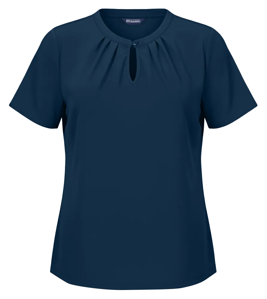 LADIES’ MATTE JERSEY KEYLOCK NECKLINE- NAVY 2 EXTRA LARGE SOLID