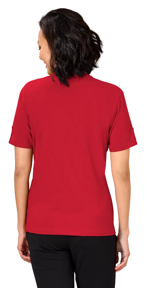 LADIES’ MATTE JERSEY KEYLOCK NECKLINE- RED 2 EXTRA LARGE SOLID