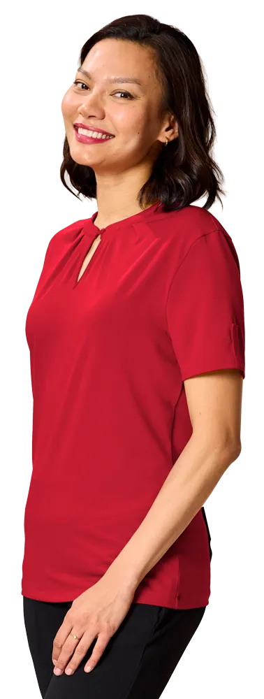 LADIES’ MATTE JERSEY KEYLOCK NECKLINE- RED 2 EXTRA LARGE SOLID